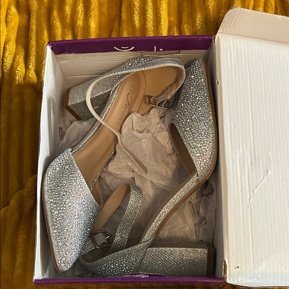Elegant Silver Glitter Heels